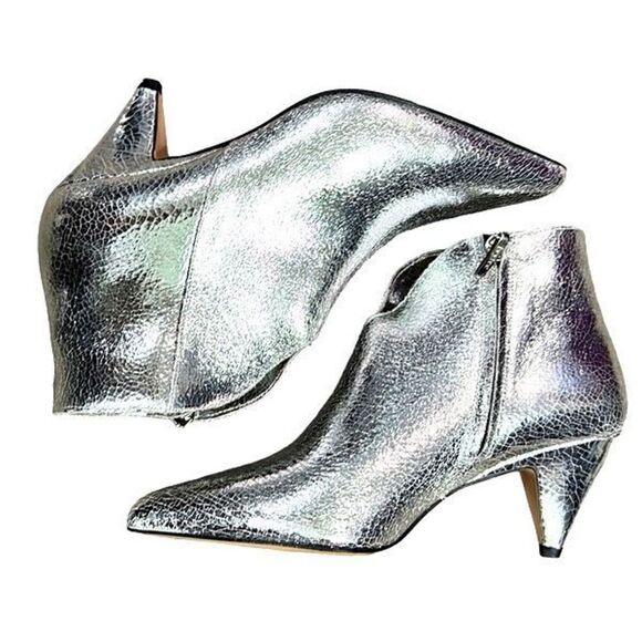 IVYLEE COPENHAGEN Vivian Silver Metallic Ankle Booties Size 36 (US 5) $369 Retai - Picture 1 of 8